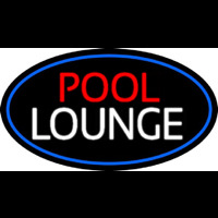 Pool Lounge Oval With Blue Border Neon Skilt