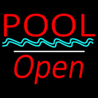 Pool Open White Line Neon Skilt