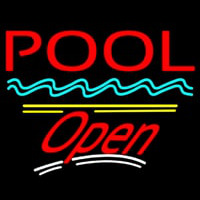 Pool Open Yellow Line Neon Skilt