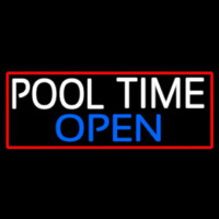Pool Time Open With Red Border Neon Skilt
