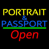 Portrait And Passport With Open 2 Neon Skilt