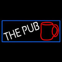 Pub And Beer Mug With Blue Border Neon Skilt
