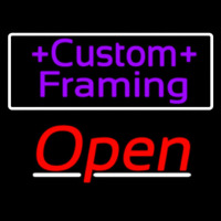 Purple Custom Framing With Open 3 Neon Skilt