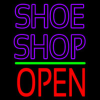Purple Double Stroke Shoe Shop Open Neon Skilt
