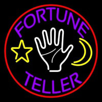 Purple Fortune Teller With Logo Neon Skilt