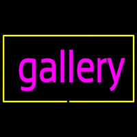 Purple Gallery Yellow Rectangle Neon Skilt