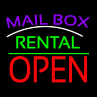 Purple Mailbo  Turquoise Rental With Open 1 Neon Skilt