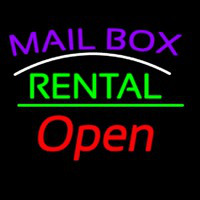 Purple Mailbo  Turquoise Rental With Open 2 Neon Skilt