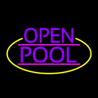 Purple Open Pool Oval With Yellow Border Neon Skilt