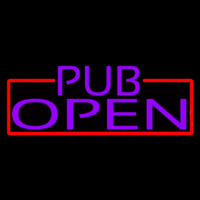 Purple Pub Open With Red Border Neon Skilt