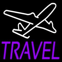 Purple Travel With Logo Neon Skilt