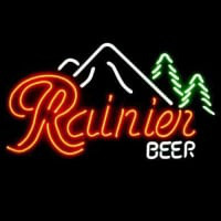 Rainier Øl Bar Åben Neon Skilt