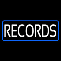 Records Block Blue Border Neon Skilt