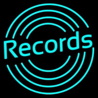 Records With Disc Neon Skilt