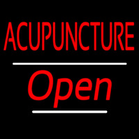 Red Acupuncture Open White Line Neon Skilt