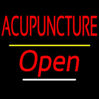 Red Acupuncture Open Yellow Line Neon Skilt