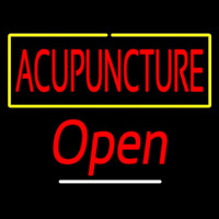 Red Acupuncture With Yellow Border Open Neon Skilt