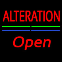 Red Alteration Blue Green Line Slant Open Neon Skilt