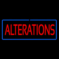 Red Alterations Blue Border Neon Skilt