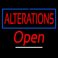 Red Alterations Open White Line Neon Skilt