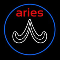 Red Aries White Aries Logo With Blue Circle Neon Skilt