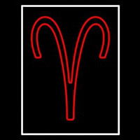 Red Aries White Border Neon Skilt