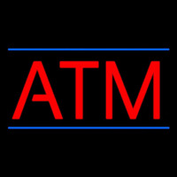 Red Atm Blue Lines Neon Skilt