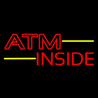 Red Atm Inside Neon Skilt