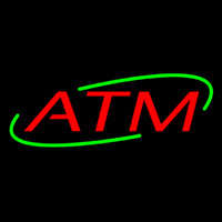 Red Atm Neon Skilt