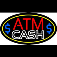 Red Atm With Cash 2 Neon Skilt