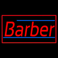 Red Barber Blue Lines With Red Border Neon Skilt