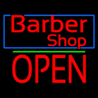 Red Barber Shop Blue Border Neon Skilt