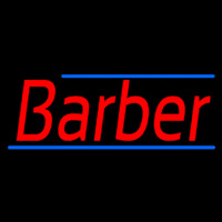 Red Barber With Blue Lines Neon Skilt