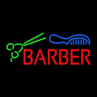 Red Barber With Comb And Scissor Neon Skilt