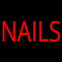 Red Block Nails Neon Skilt