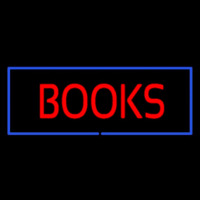 Red Books With Blue Border Neon Skilt