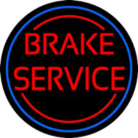 Red Brake Service Blue Circle Neon Skilt