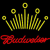 Red Budweiser Yellow Crown Beer Sign Neon Skilt