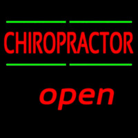 Red Chiropractor Green Lines Open Neon Skilt