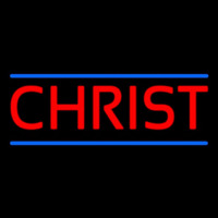 Red Christ With Line Neon Skilt