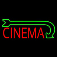 Red Cinema With Green Arrow Neon Skilt