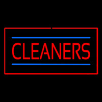Red Cleaners Blue Lines Red Border Neon Skilt