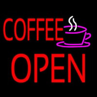 Red Coffee Open Block Logo Neon Skilt