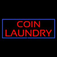 Red Coin Laundry Blue Border Neon Skilt