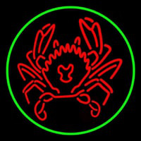 Red Crab Green Circle Neon Skilt