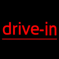 Red Cursive Drive In Neon Skilt