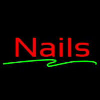 Red Cursive Nails Neon Skilt