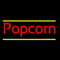 Red Cursive Popcorn Neon Skilt