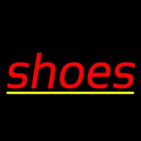 Red Cursive Shoes With Lines Neon Skilt