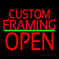 Red Custom Framing With Open 1 Neon Skilt